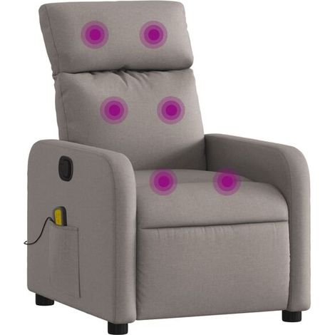 Chaise longue relaxante en tissu gris taupe avec fonction de massage intégrée – Réglable en inclinaison, confort ergonomique, idéale pour salon ou chambre (1/5)