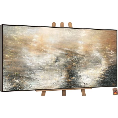 Gemälde Kraft der Elemente Rahmen Grau 100x50 cm