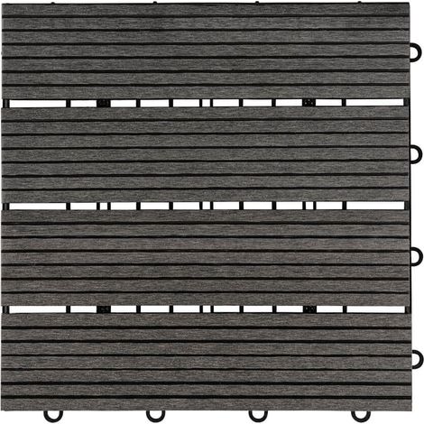 Home Deluxe - WPC Klickfliesen BAVARO - 3m², Farbe: Anthrazit - 11 Fliesen á 30 x 30 cm I Terrassenfliesen Holzfliesen Klickfliese Bodenfliesen WPC Holzfliesen Holz Fliesen