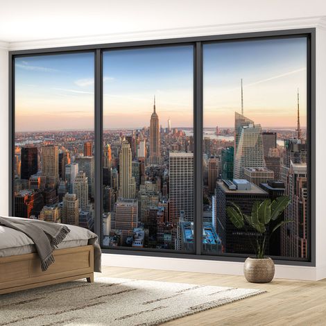 Papier peint panoramique Trompe l'oeil baie vitrée - New york - 130 cm x 78 cm (1/5)