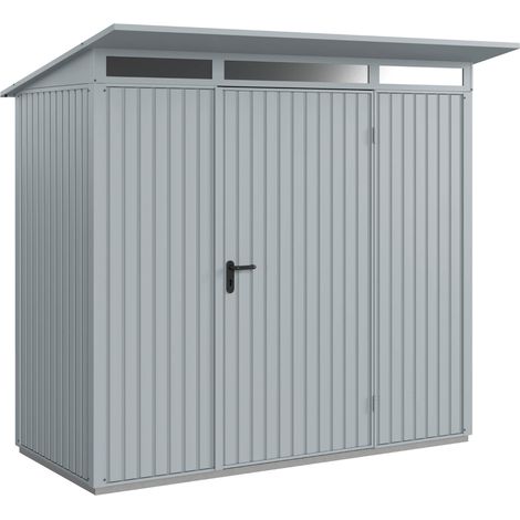 Hörmann Metall-Gerätehaus Berry Classic mit Pultdach Typ 1, 248 x 153 cm, fenstergrau, 3,8 m², 1-flüglige Tür (1/5)