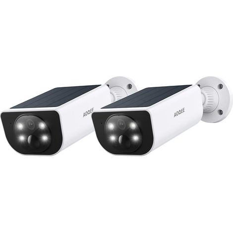 Caméras de Surveillance - Camera Exterieur sans Fil Panneau Solaire Intégré, PIR Alerte Instantanée, Détection Humaine AI, Vision Nocturne Intelligente, Audio Bidirectionnel (Lot de 2) (1/5)