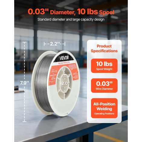Fil Fourré sans Gaz 0,8 mm 4,5 kg par Bobine Fil de Soudage MIG E71T-11 pour Soudage à Arc Toutes Positions, Auto-protégé, Utilisat… (1/5)