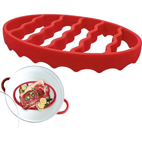 Parrilla universal de silicona para barbacoa - Soporte para olla de cocción lenta  Parrilla para hornear, cocinar al vapor y a presión  Multiusos 17,3 x 20,1 x 3,4 cm