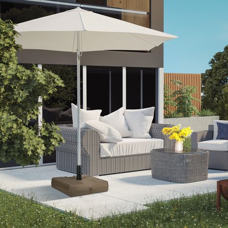 Base parasol jardin rechargeable HDPE poignée acier 49x49x36,5cm, marron