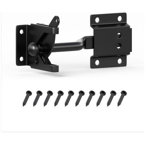 Verrou de Portail Verrouillage automatique Serrure Métal à Boulon Loquet Acier à Gravité Clôture Jardin Noir Vis de Fixation Fournis (1/4)