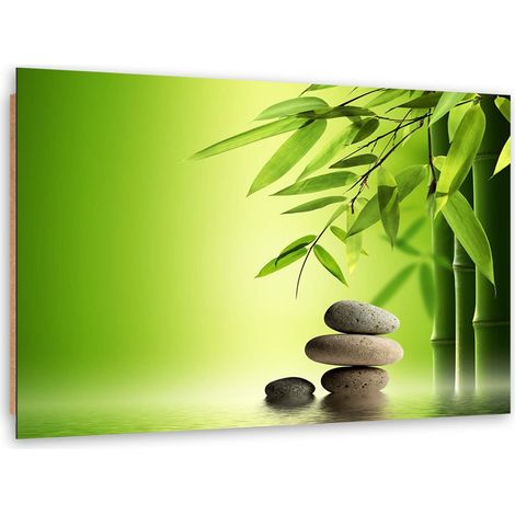Quadro deco panel, Pietre zen e bamb๠su sfondo verde - 100x70 (1/5)