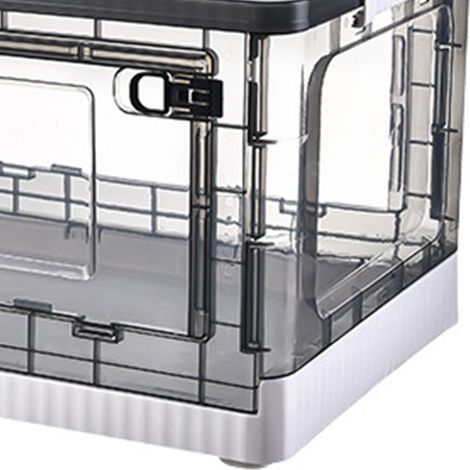 Coffre de rangement pliable à bandes transparentes, côté ouvert, marron, pour vêtements, avec roulettes, boîte de stockage en plastique, 5 portes, 88L (1/3)