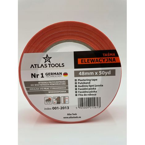 Cinta adhesiva para fachadas Atlas Tools, delicada, suave, económica, impermeable, para enlucido, 48 mm/50 yd. (1/5)