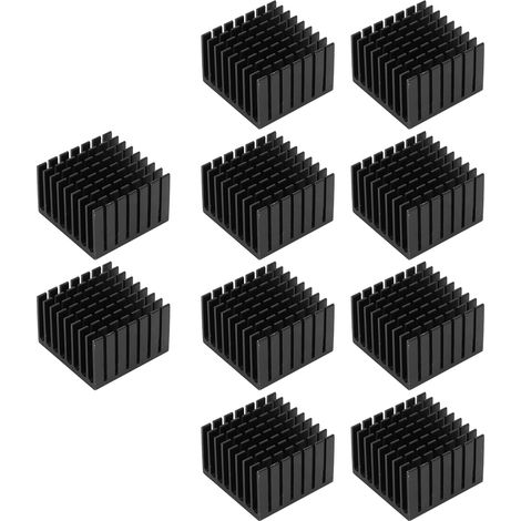 Dissipateur thermique aluminium noir 10 pièces, TP37 x 24 x 24 mm, épais avec adhésif refroidissement (1/5)