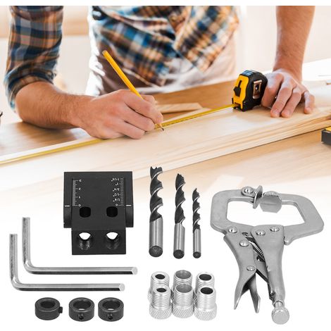 Outil de perçage et de positionnement noir à angle de 15 degrés, lot de 16, pour le travail du bois, le perçage de trous en angle, l'assemblage et l'installation de planches. (1/5)