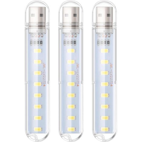 Lot De 3 Veilleuses Usb Lampes De Nuit Led Compactes Et Portables Lumière Blanche Douce Sans Éblouissement Recharge Facile Par Port Usb Pour Maison Camping Et Secours (1/5)