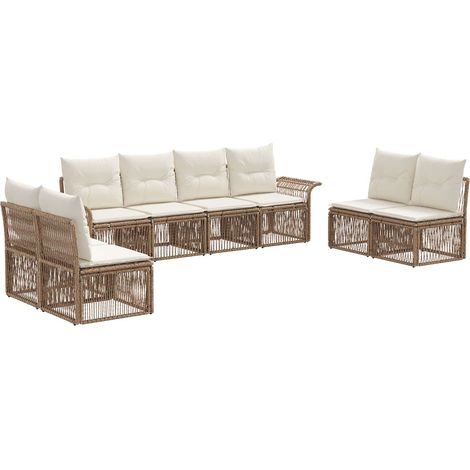Gartensofa-set 8 pcs Beige Poly-Rattan vidaXL