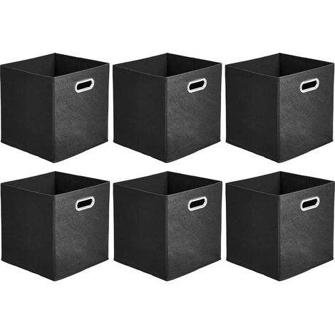 Juego de 6 cubos de almacenamiento plegables de tela con ojales ovalados, color negro. (1/5)