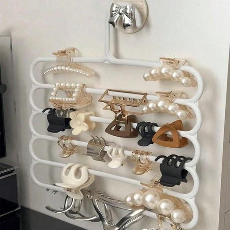 Penderies pour pantalons, lot de 1, organisateur de placard en métal économisant de l'espace, penderies anti-dérapantes pour pantalons, organisateurs et rangements de placard pour pantalons, jeans (1/4)