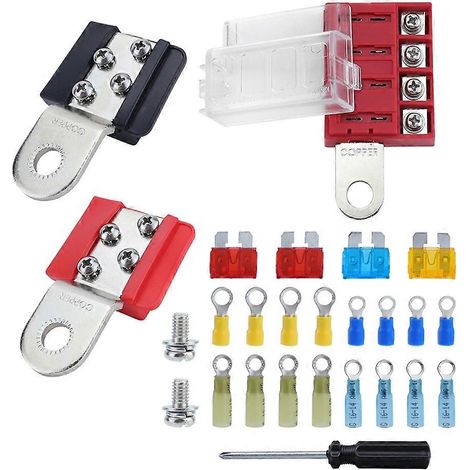 Bornes de batterie marines compatibles avec les camping-cars et les yachts, fusible de batterie rouge à 4 positions (1/5)