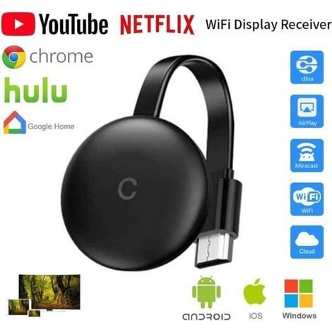 Wireless WiFi Display HDMI Dongle, Récepteur D\'affichage de Partage WiFi 2,4 GHz 1080HD Mini Écran, Adaptateur D\'affichage sans Fil (1/4)