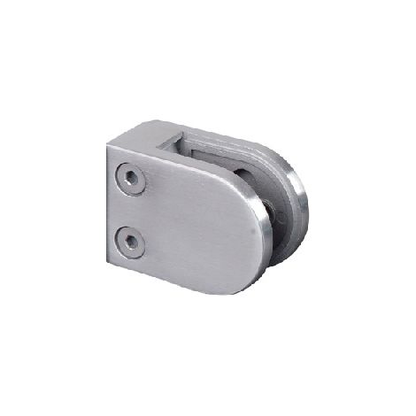 Deco Fer Forge – Pince à verre fixation sur plat inox 316 brossé – Pour verres 8 à 12,76mm d'épaisseur – À visser – Longueur 64mm, hauteur 45mm