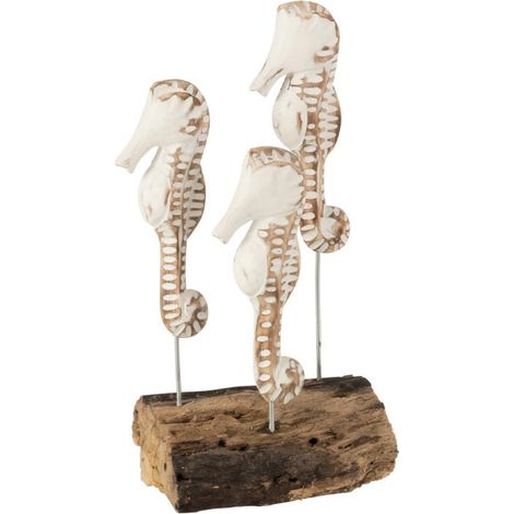 Statuette Déco "3 Hippocampes" 27cm Blanc