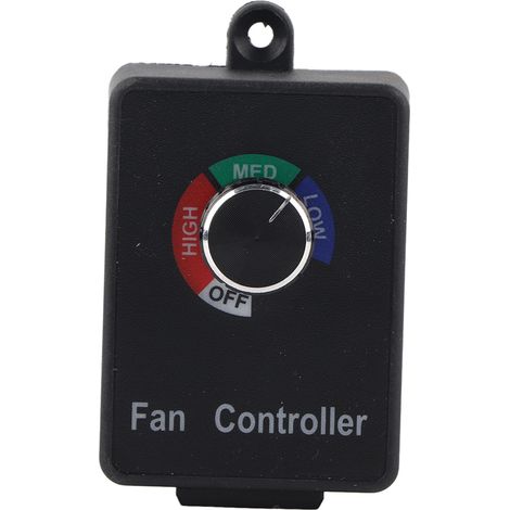 Régulateur de Vitesse de Ventilateur de Conduit 3A Mano - Contrôleur à Cadran Variable Noir pour Ventilateurs Hydroponiques en Ligne - 4 Positions (Arrêt/Faible/Moyen/Fort)