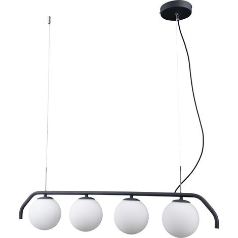 Italux Carimi - Pendente a sospensione moderno nero satinato a 4 luci con paralume bianco, G9 (1/3)