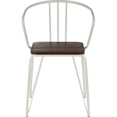 Interiors by Premier White Metal and Elm Wood Arm Chair, Accent Dining Arm Chair, Versatile Wooden Chair for Home, Office, Lounge (1/5)