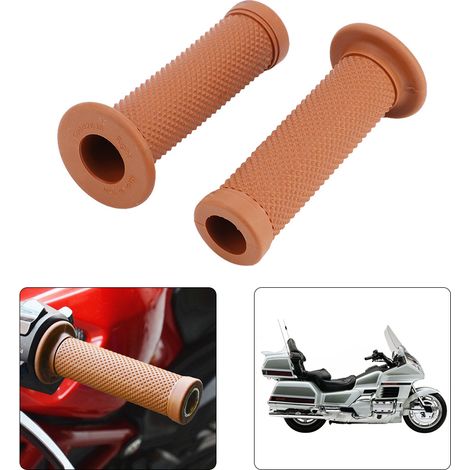 Universelle 22-mm-Motorradlenkergriffe im Vintage-Stil – Set mit 2 sternförmigen Zierkappen, braun-gelb, rutschfest, für klassische Lenker (1/5)