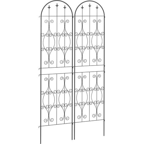 Set mit 2 Kletterpflanzenstützen, Rankgitter für Gemüse, Weinreben und Blumen, aus Metall, 50 x 220 cm, schwarz