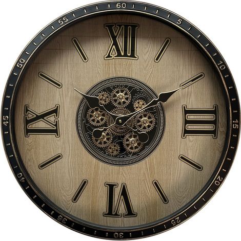 60cm Round Wall Gear Clock for Living Room/Hallway/Dining Room - Metal - L8 x W64 x H64 cm