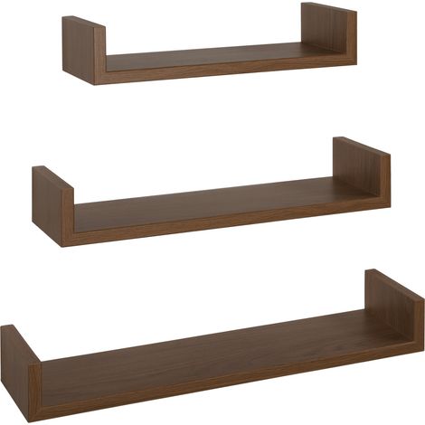 Set 3 Mensole da Parete 60-50-40x15,5x8 cm in Fibra di Legno Calamita Rovere Tabacco (1/5)