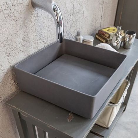 Lavabo bagno da appoggio in resina con piatto copri (1/4)
