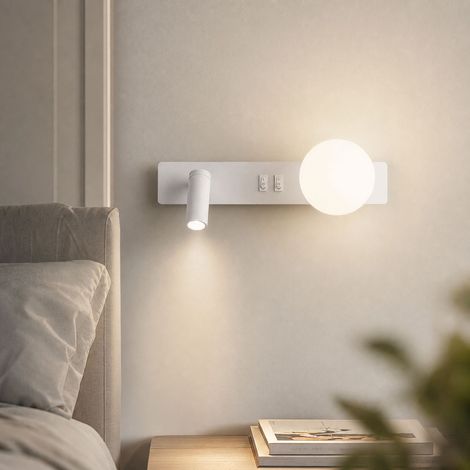 Applique murale LED lecture orientable avec interrupteur, design moderne double lumière, métal et aluminium, idéale pour chambre (1/5)