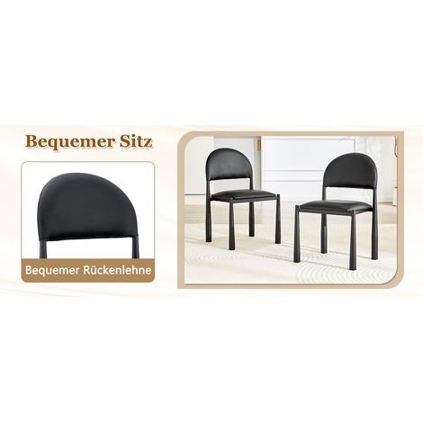 MEUBLIV Stuhl 45x48x80 cm schwarz – abgerundete Rückenlehne, 2er-Set (1/5)