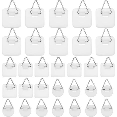30 Pièces Crochet Adhesif Mural , Accroche Tableau Adhesif Invisibles, Attache Murale sans Percer, Fixation Cadre sans Percer pour Photos Tableaux Art (1/4)