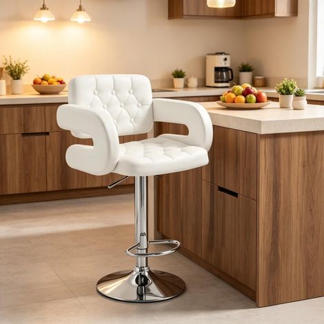 Chaise confortable réglable en hauteur, tabouret de bar avec accoudoirs et dossier, chaise de travail pratique (chaise seule) (1/5)