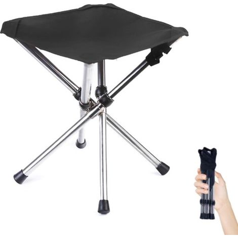 Taburete de camping ultraligero y plegable, Silla portátil de acero inoxidable, Capacidad de carga de 108 kg, picnics y pesca (1/5)