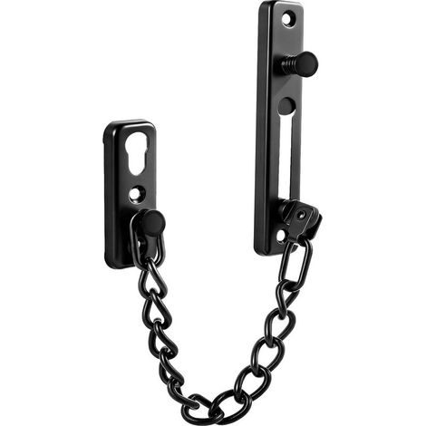 Chaîne de Sécurité pour Porte avec Mécanisme à Ressort, 4 Vis pour Installation Facile, Chaîne de Sûreté Robuste pour Plus de Sécurité à la Maison, à l'Hôtel et en Appartement (Noir) (1/5)