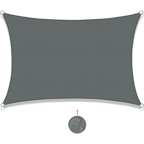 Voile d'ombrage Rectangulaire 2x2.5m Imperméable Toile Ombrage UV Protection pour Patio Jardin, Terrasse,Extérieur, Balcon, Gris (1/5)