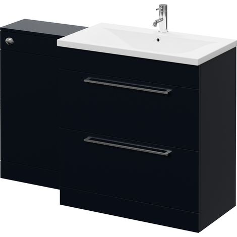 Napoli 460 Deep Blue 1300mm 2 Drawer Vanity Unit Toilet Suite with Glide Basin - 1300mm - Chrome 480mm HandleWithout Kingston Toilet Pan
