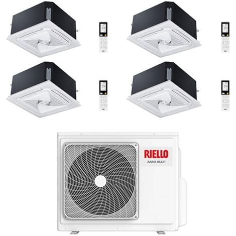 Climatizzatore Condizionatore Riello Cassetta 4 Vie Quadri Split Inverter R32 9000 + 9000 + 9000 + 9000 BTU con U.E AARIA MULTI 475 PI Classe A++/A+