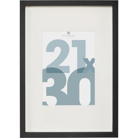Atmosphera – Cadre photo noir en bois pour photo 21 x 30 cm – Panneau de fibres et verre – Dimensions extérieures 22,6 x 31,6 cm (1/5)