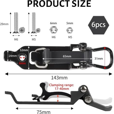 17-40 mm Excavator Brackets for Roof Rack Kit Metal and Rubber Roof Rack Excavator Brackets for Roof Bar Excavator Mounting Brackets Kit Shovel Support Clamp Kit Orange (1/4)