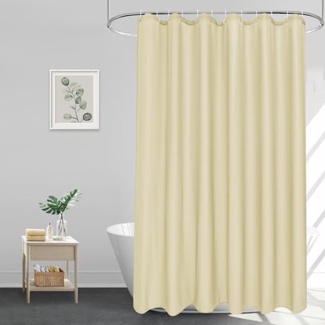 Duschvorhang Beige 180x200 cm Textil Polyester Wasserdicht Waschbar (1/5)