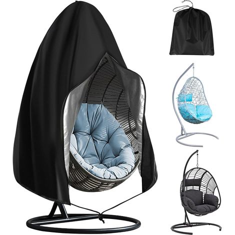 Housse de Chaise Suspendue, 115 190CM Housse de Chaise d'oeufs en Tissu Oxford 210D, Anti-UV Imperméable Bache de Protection pour Chaise de Jadin Extérieur avec Fermeture éclair et Cordon (1/5)