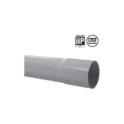 First Plast – Tube de descente gouttière 33 – Raccord PVC Ø100mm – Longueur 4m – Certification UNI EN 607 – Coloris gris (1/3)