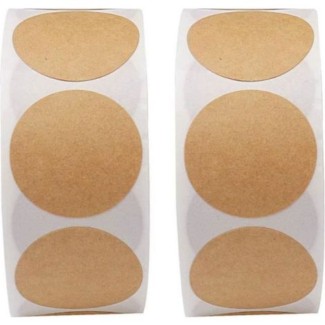 1000 Pcs Etiquettes Autocollantes Rondes, 2,5cm/1" Étiquettes Adhésives Kraft Cuisson Congélateur Vierges marron ETIQUETTE (1/5)