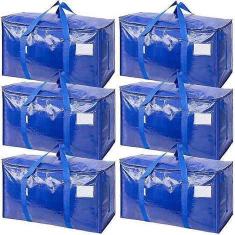 Sacs de déménagement extra larges et ultra-résistants avec poignées renforcées et fermetures éclair robustes, sacs de rangement pour vêtements, pour dortoir (lot de 6) (1/5)