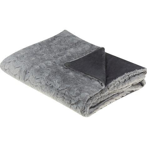 Manta de poliéster gris claro 150 x 200 cm colcha pelo suave accesorio Saraswati (1/5)