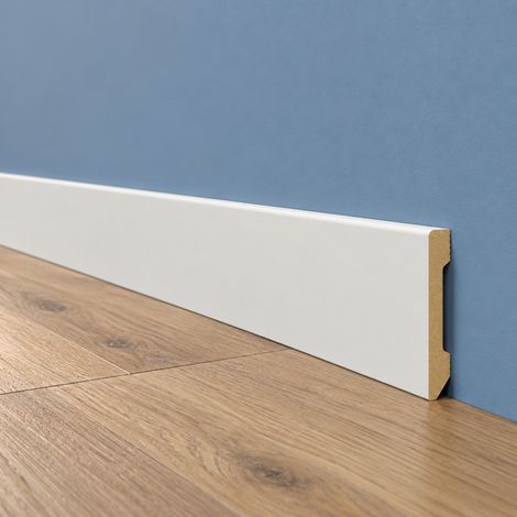 Battiscopa DRITTO in POLIMERI EqualWood HI-TEC 80x15mm - BIANCO (prezzo al metro)