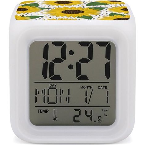 Réveil numérique pour enfants, grand tournesols lumineux et pois (1/5)